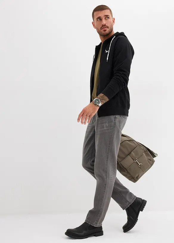 Sweatvest met capuchon en contrasterende details, bonprix