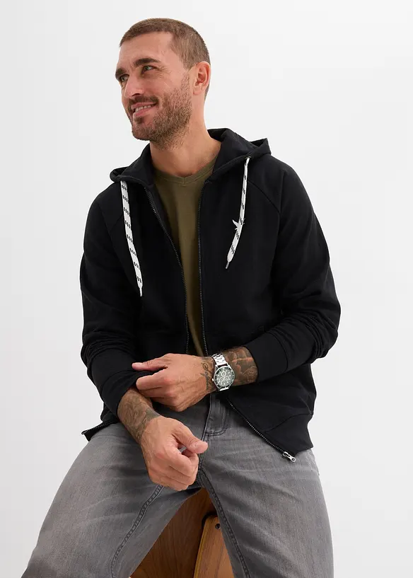 Sweatvest met capuchon en contrasterende details, bonprix