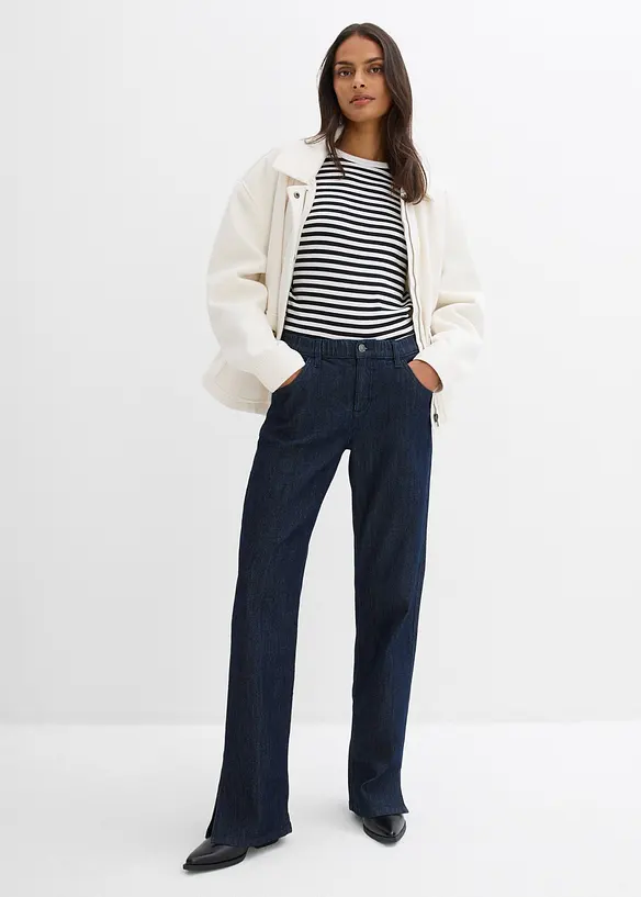 Wide leg jeans met comfortband, high waist, bonprix