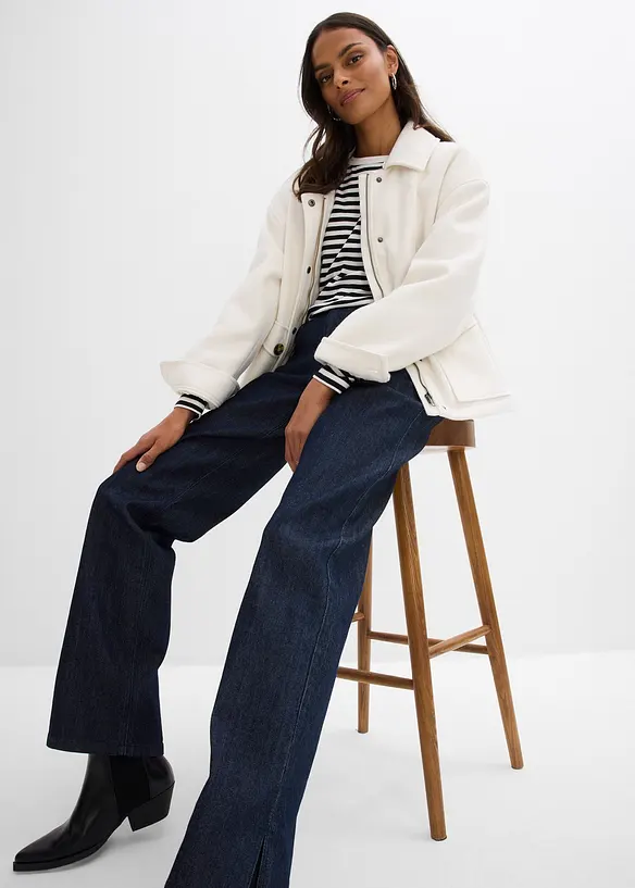 Wide leg jeans met comfortband, high waist, bonprix