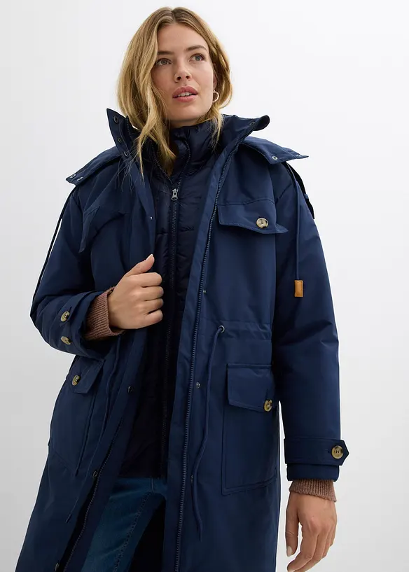 Lange winterjas in layerlook, bonprix