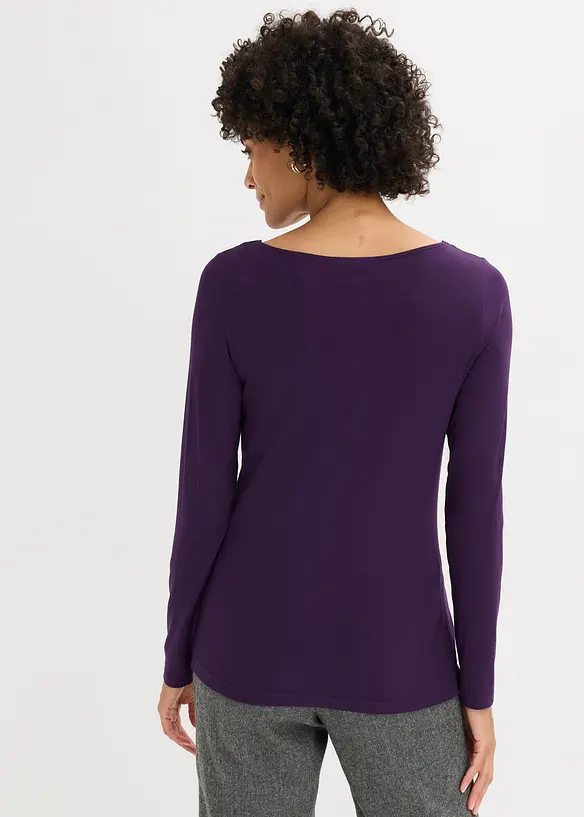 Shirt met mesh inzet en glittersteentjes, bonprix