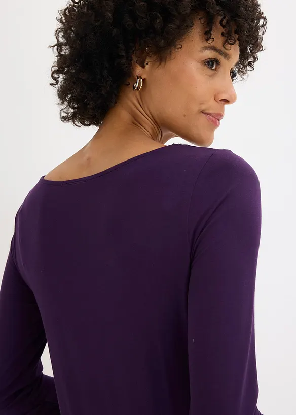 Shirt met mesh inzet en glittersteentjes, bonprix