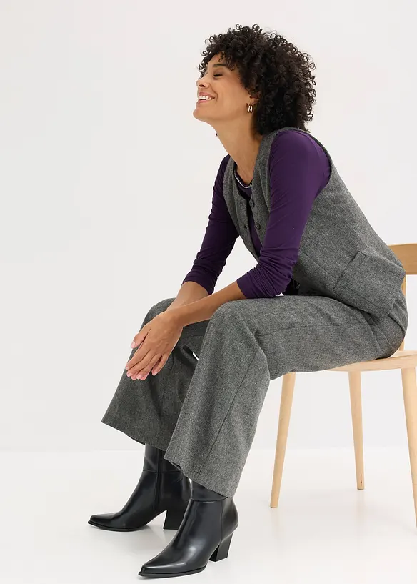 Shirt met mesh inzet en glittersteentjes, bonprix