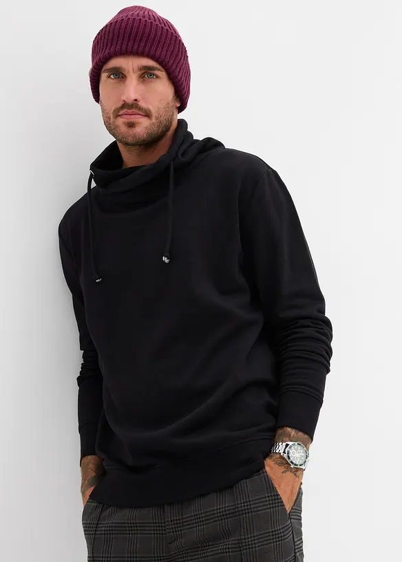 Sweater met sjaalkraag van biologisch katoen, bonprix