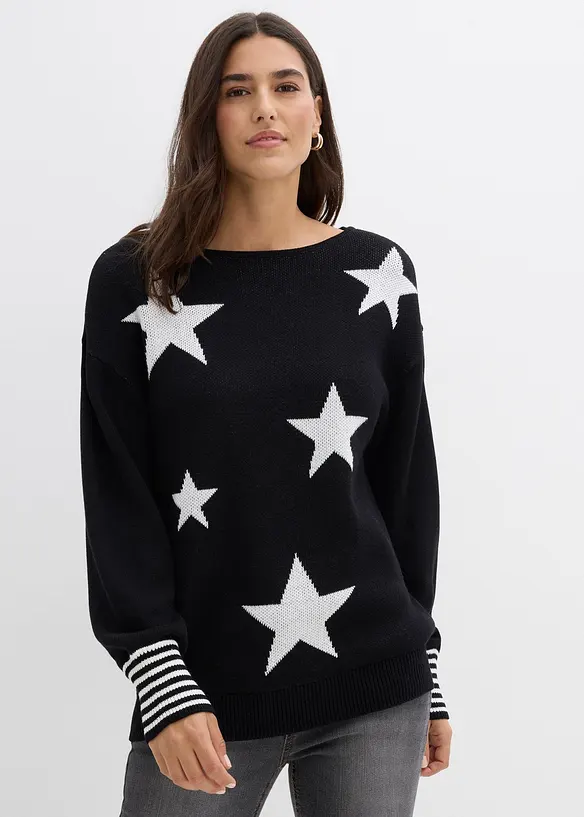 Oversized trui met sterren, bonprix