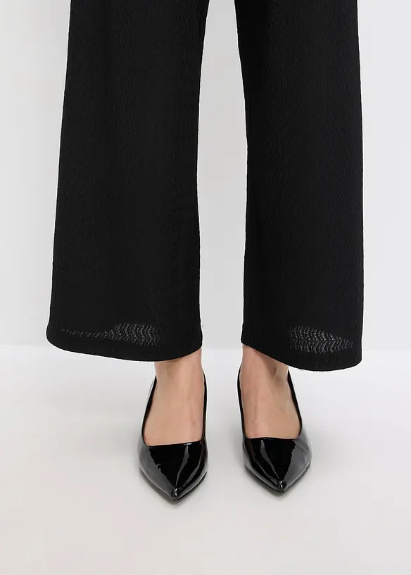 Broek van gestructureerde jersey met parel applicatie, bonprix