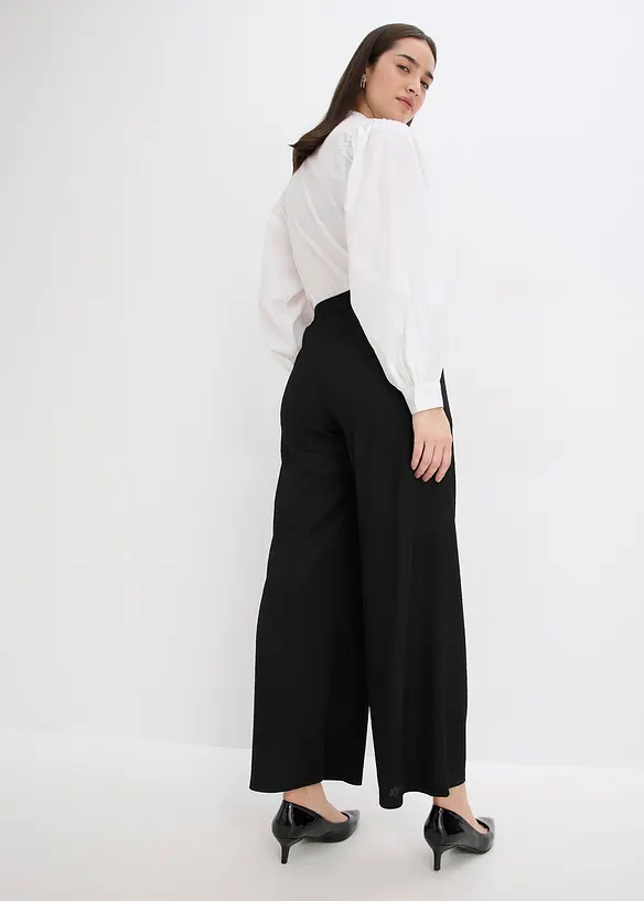 Broek van gestructureerde jersey met parel applicatie, bonprix