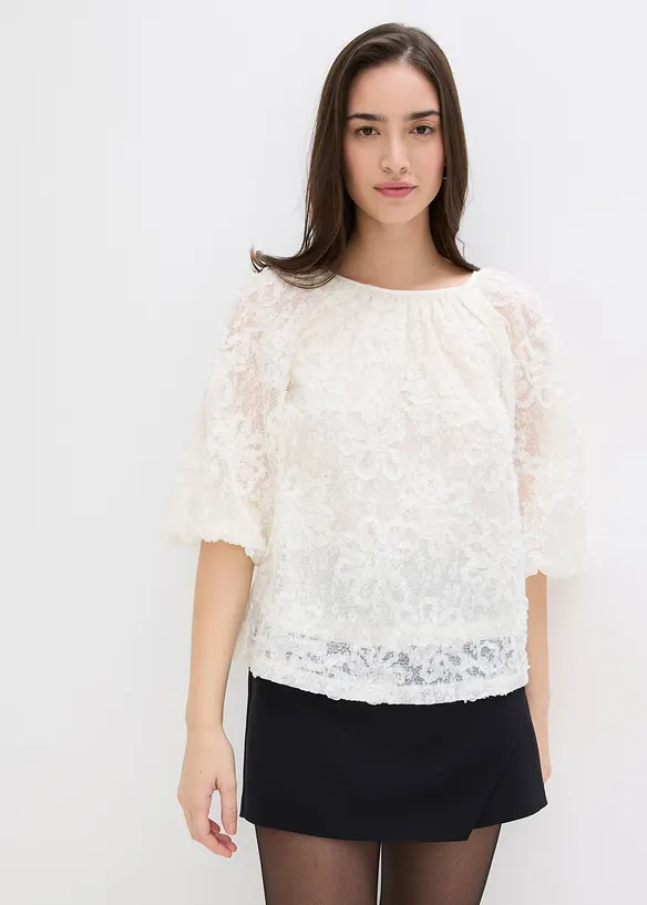 Blouse met een gestructureerd bloemmotief, bonprix