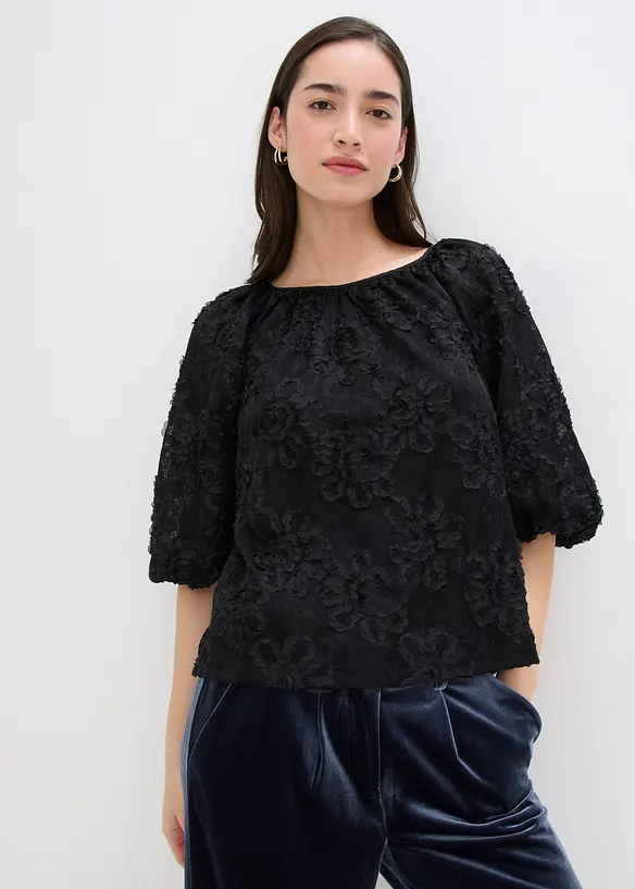 Blouse met een gestructureerd bloemmotief, bonprix
