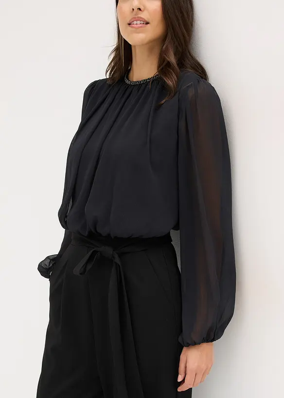 Jumpsuit met chiffon en glitters, bonprix