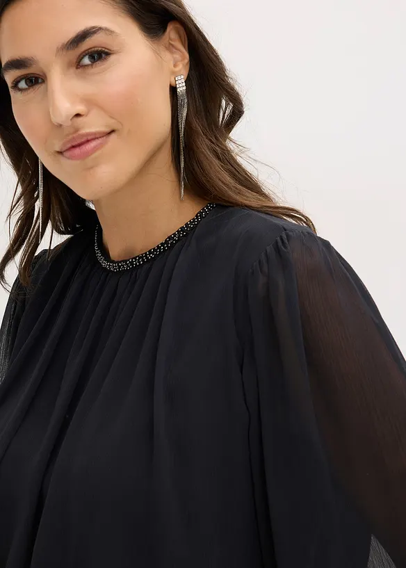 Jumpsuit met chiffon en glitters, bonprix