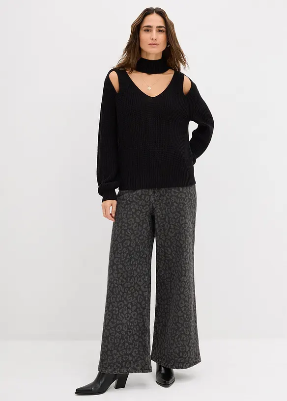 Grof gebreide trui met cut-outs, bonprix