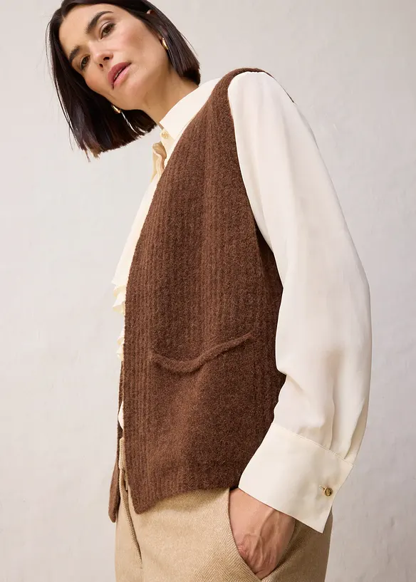 Grof gebreid vest met alpacawol, bonprix