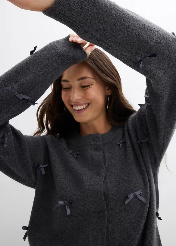 Fijn gebreid vest met strikjes, bonprix