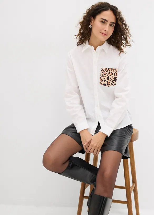 Oversized overhemd met borstzak in contrastkleur, bonprix
