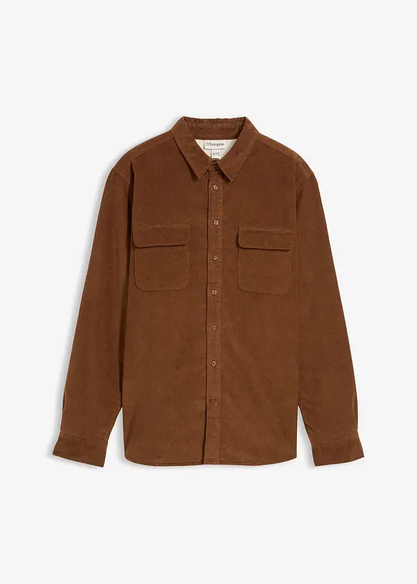 Stretch corduroy overhemd met fleece voering, warm gevoerd, bonprix