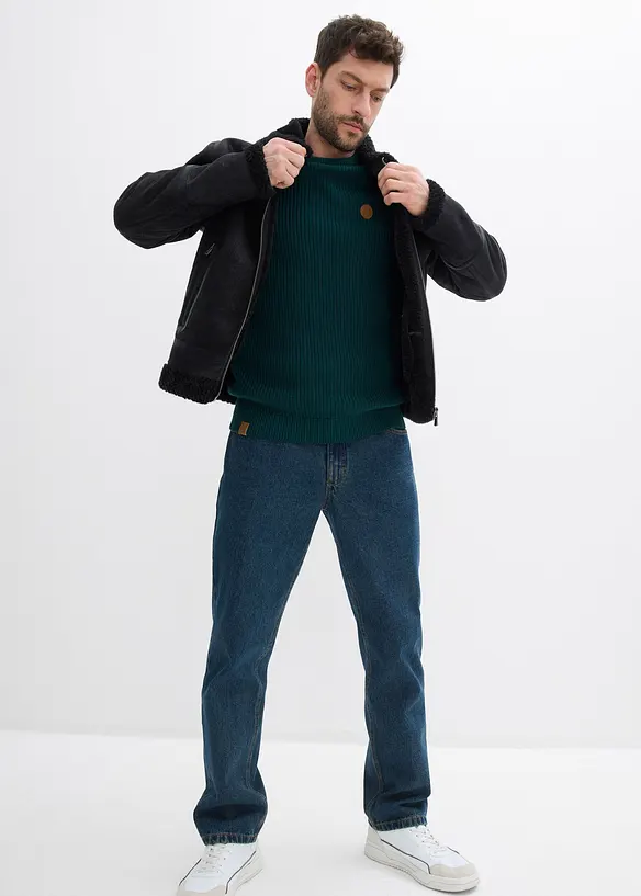 Trui met ronde hals van een zachte katoenmix, bonprix