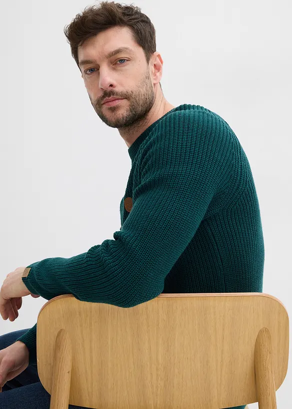 Trui met ronde hals van een zachte katoenmix, bonprix