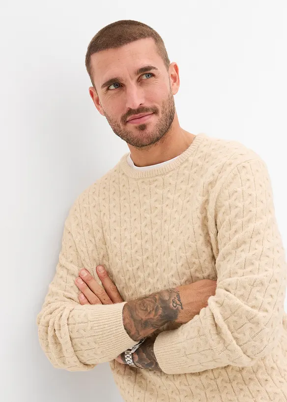 Fijngebreide trui met structuurpatroon, bonprix