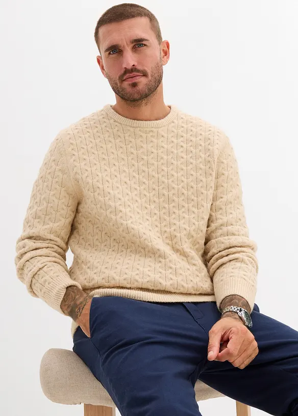 Fijngebreide trui met structuurpatroon, bonprix