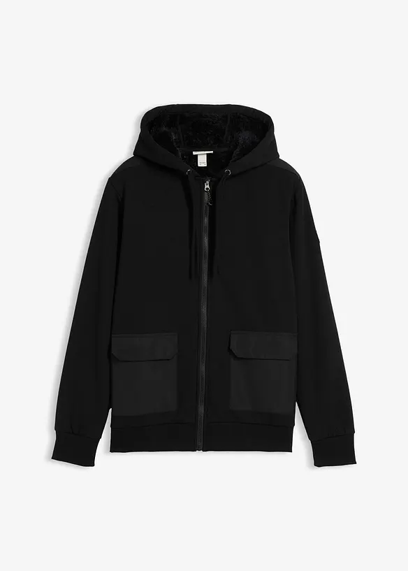 Sweatvest met capuchon en teddy voering, bonprix