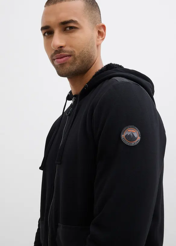 Sweatvest met capuchon en teddy voering, bonprix