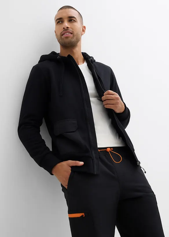 Sweatvest met capuchon en teddy voering, bonprix