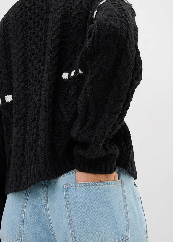 Grof gebreide trui met kabelpatroon, bonprix