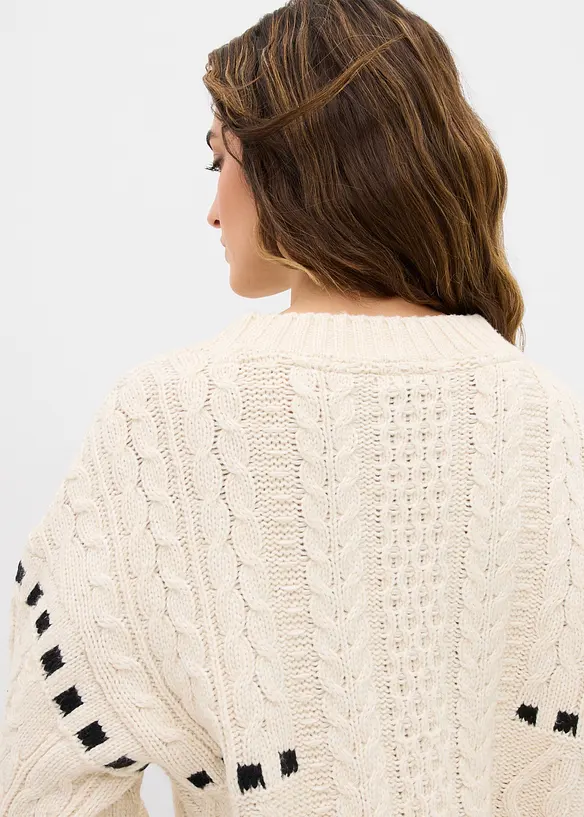 Grof gebreide trui met kabelpatroon, bonprix
