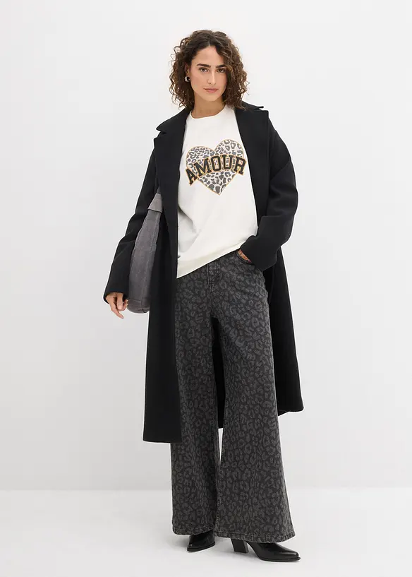 Oversized sweater van katoenmix, bonprix