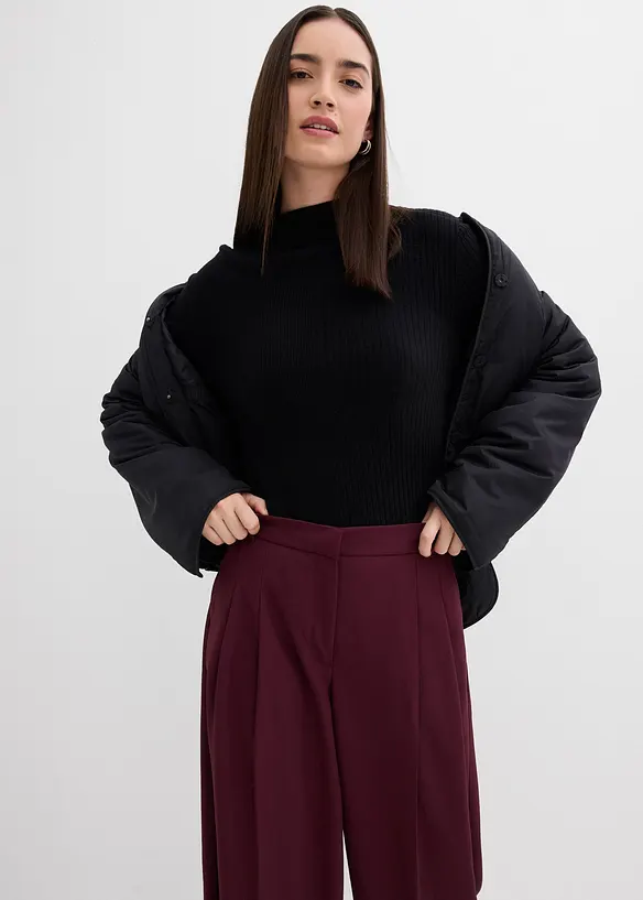 Broek met plooien, comfortabele tailleband en split, bonprix