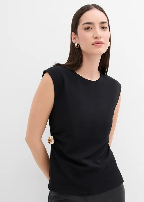 Top van crêpe met decoratieve gesp, bonprix