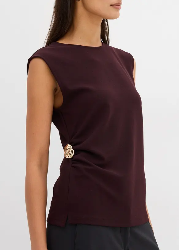 Top van crêpe met decoratieve gesp, bonprix