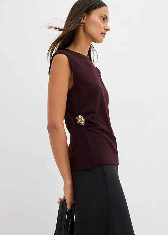 Top van crêpe met decoratieve gesp, bonprix