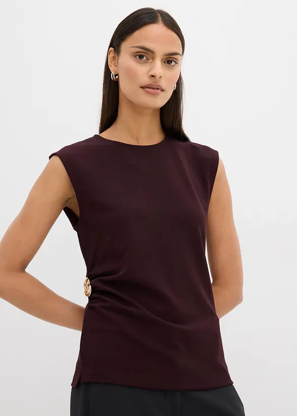 Top van crêpe met decoratieve gesp, bonprix