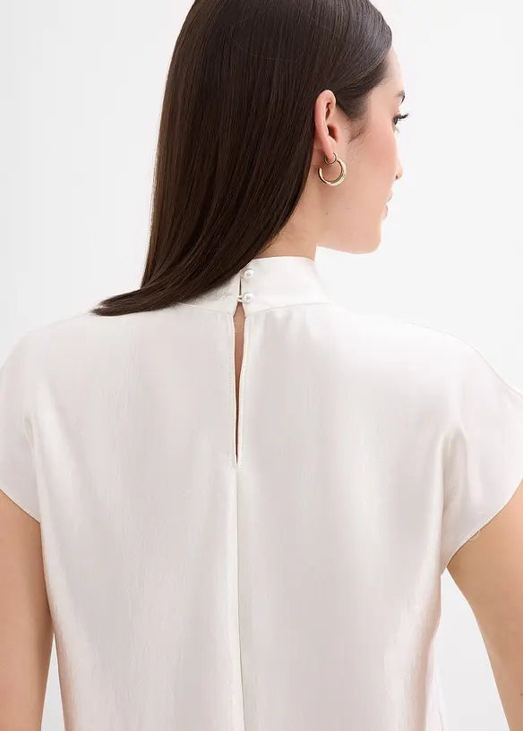 Blousetop van satijn met halfhoge kraag, bonprix