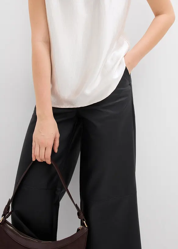 Blousetop van satijn met halfhoge kraag, bonprix