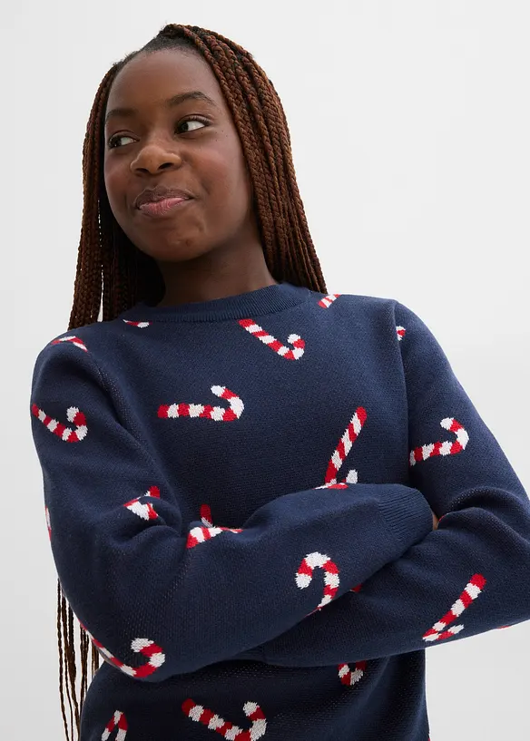 Fijngebreide trui met een kerstmotief, bonprix