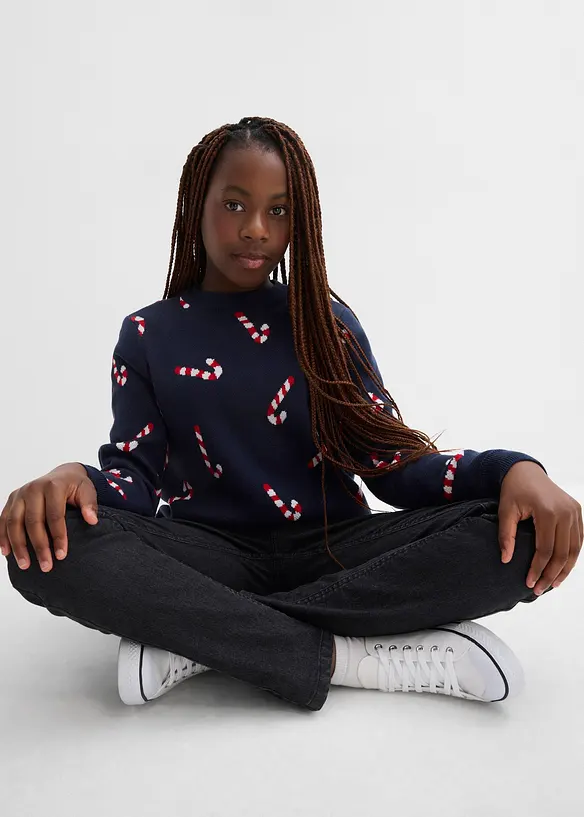 Fijngebreide trui met een kerstmotief, bonprix