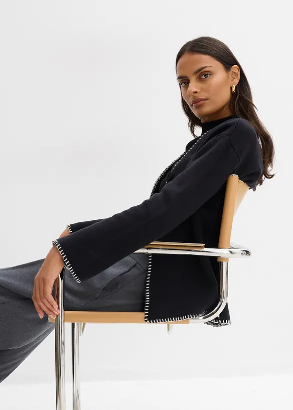 Gebreide vest van wolmix met contrasterende details, bonprix