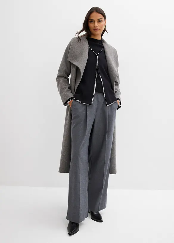 Gebreide vest van wolmix met contrasterende details, bonprix