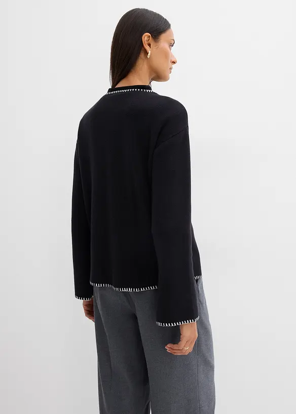 Gebreide vest van wolmix met contrasterende details, bonprix