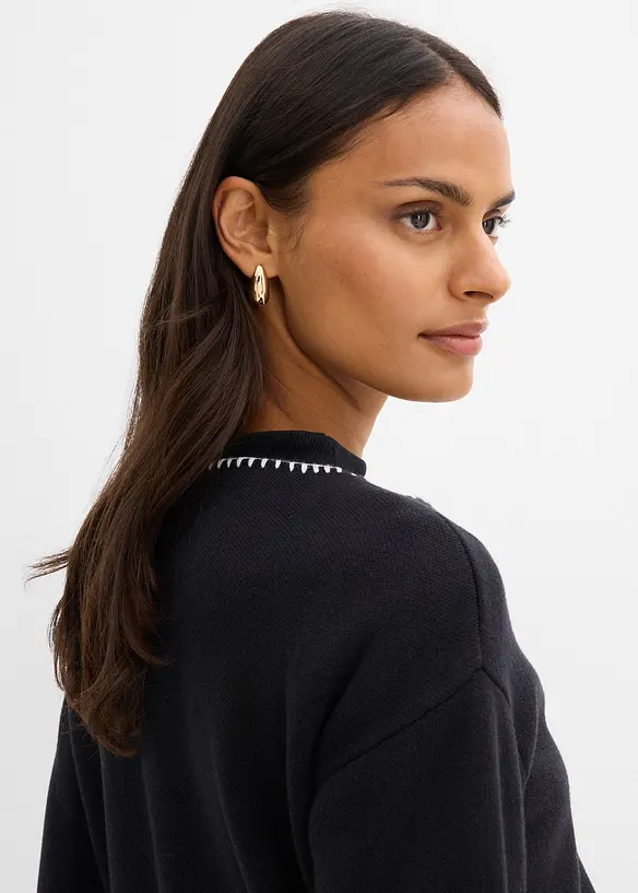 Gebreide vest van wolmix met contrasterende details, bonprix