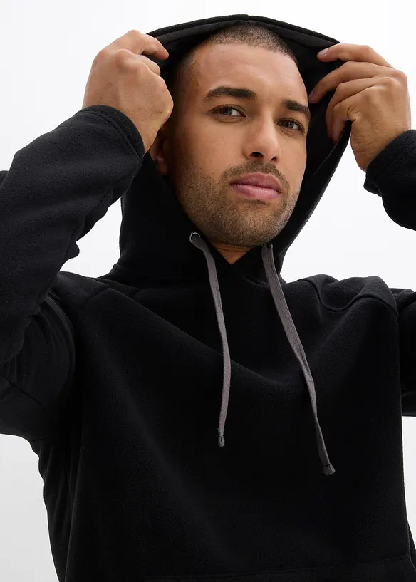 Zachte fleece trui met capuchon, bonprix