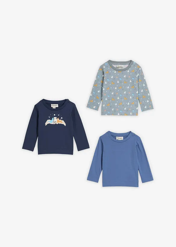 Longshirt van biologisch katoen  (set van 3), bonprix