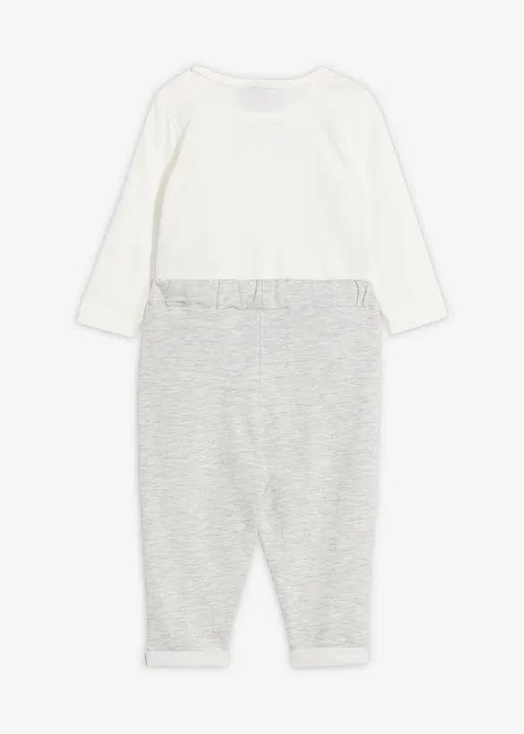 Feestelijk setje met romper, vlinderdas en broek van puur biologisch katoen (3-delig setje), bonprix