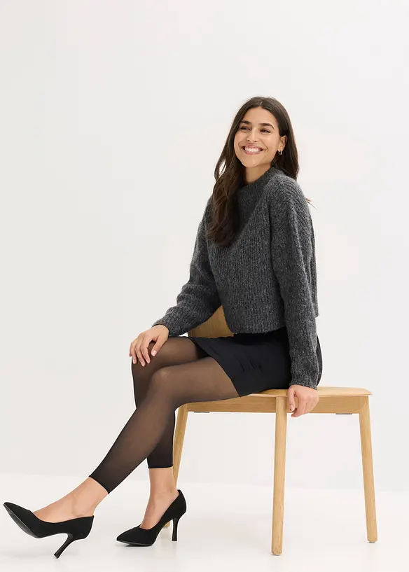 Warme legging in transparante look met Belly-Control en push-up, 50 den, bonprix