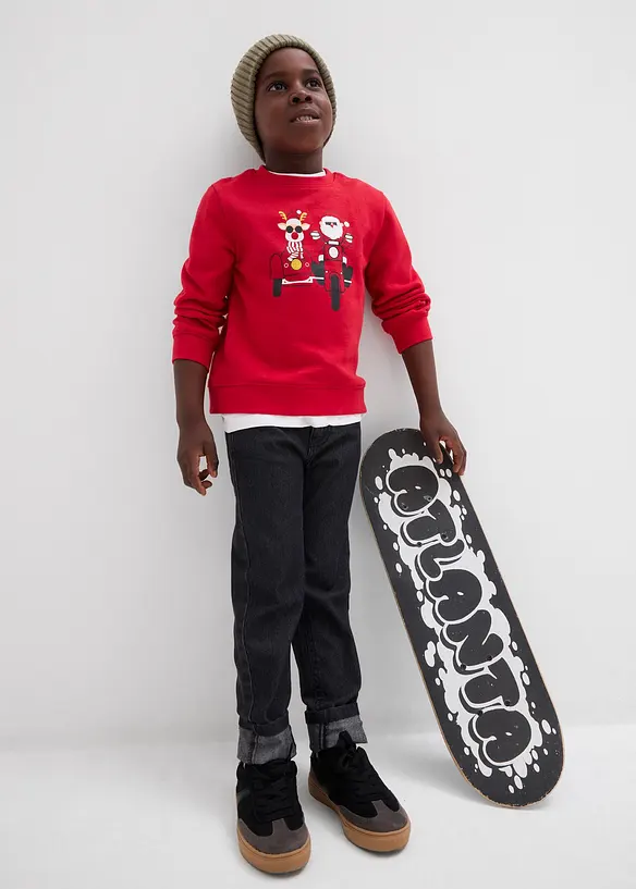 Sweater met kerstmotief van puur biologisch katoen, bonprix