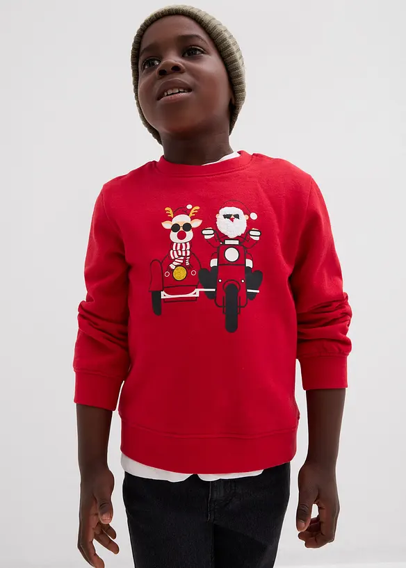Sweater met kerstmotief van puur biologisch katoen, bonprix